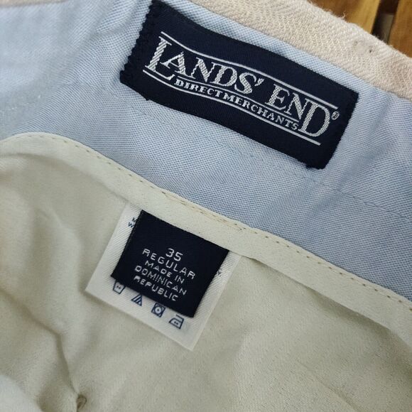 Lands' End Men's Linen Shorts Size 35 Regular Tan Pleated Front. - Picture 6 of 7
